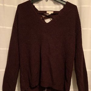 Oversized tie down back knit sweater